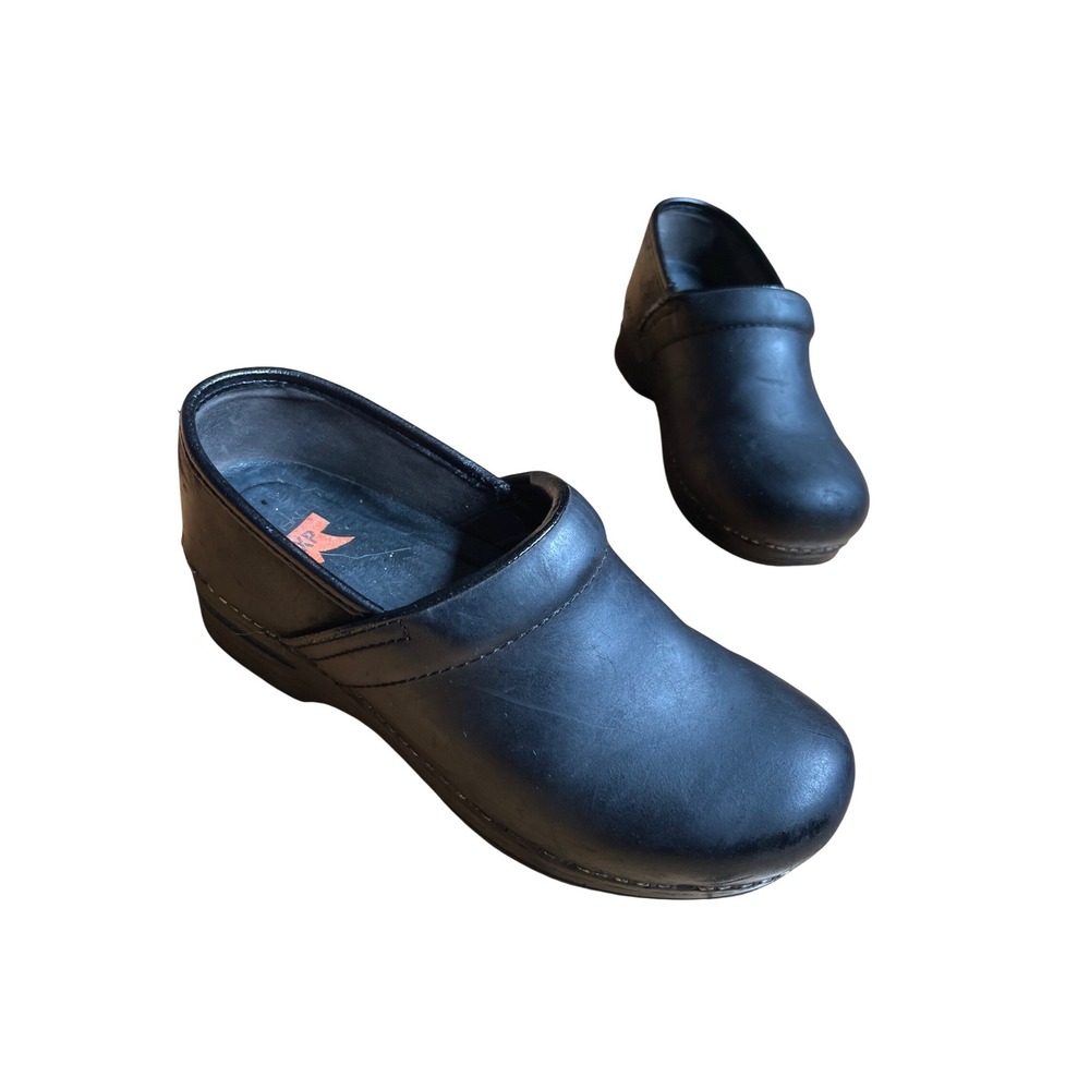 Dansko XP Professional‎ Black Leather Clogs Slip Resistant Work Shoes US 7.5-8